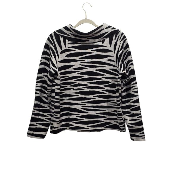 Chico’s Zebra Print 100% Cotton Button Front Collared Knit Cardigan, 2/L(12/14) - Picture 4 of 6